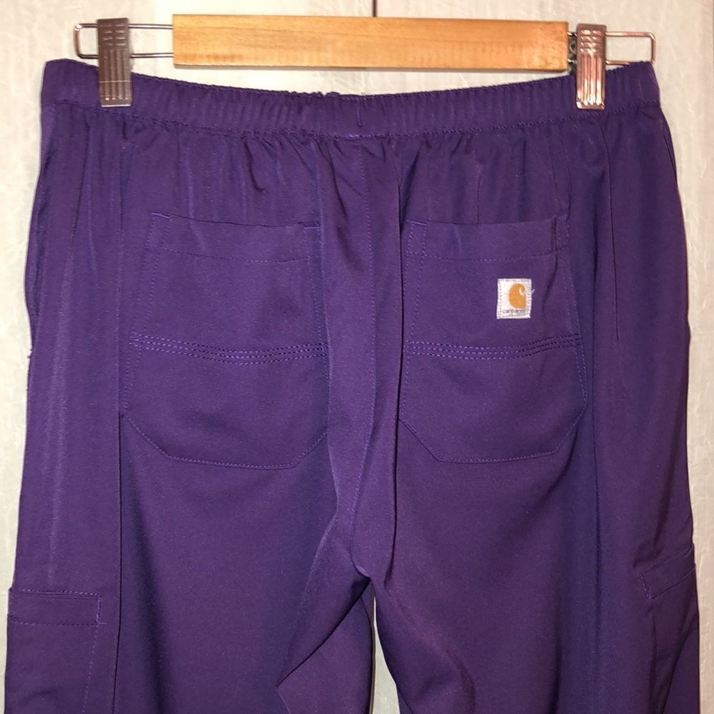 carhartt SP Force Purple Scrub Pants with Six Pockets Gold Drawstrings - Picture 4 of 14